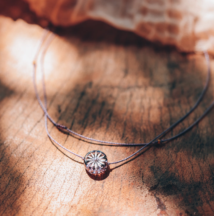 LUNA Lilac Flower Coin Layered Choker Necklace