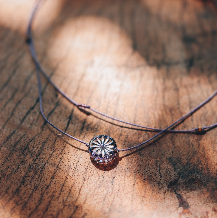 LUNA Lilac Flower Coin Layered Choker Necklace