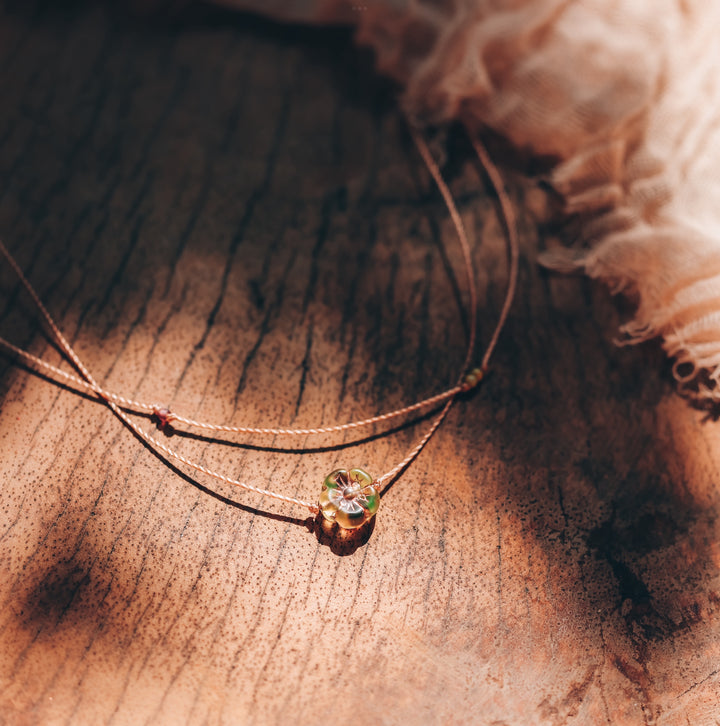 BLOOM Dainty Green Flower Choker Necklace