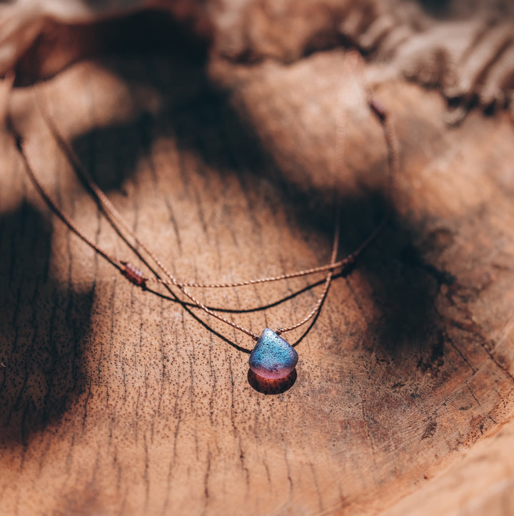ASTER Purple Iridescent Drop Layered Choker Necklace