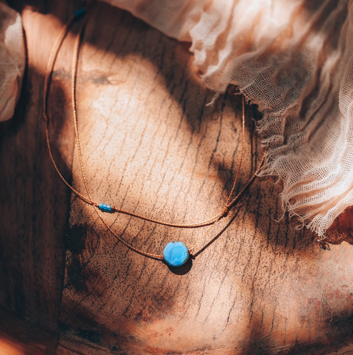 AERIS Blue Coin Layered Choker Necklace