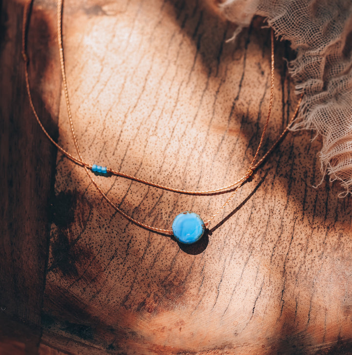 AERIS Blue Coin Layered Choker Necklace