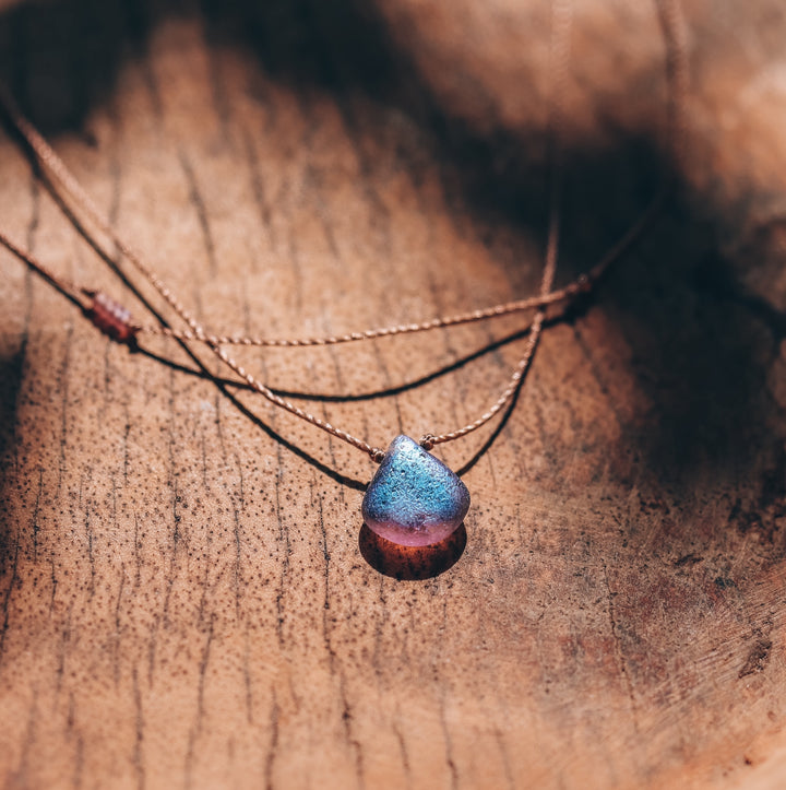 ASTER Purple Iridescent Drop Layered Choker Necklace