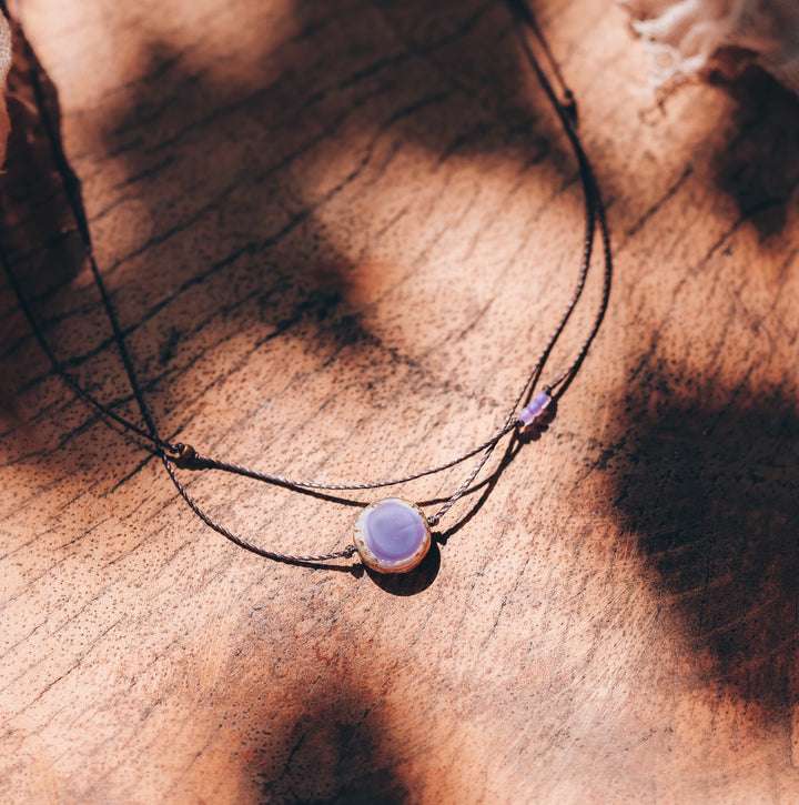 CAROLINA Hippie Purple Coin Layered Choker Necklace