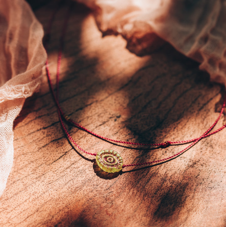 NYRA Green Evil Eye Charm Layered Necklace