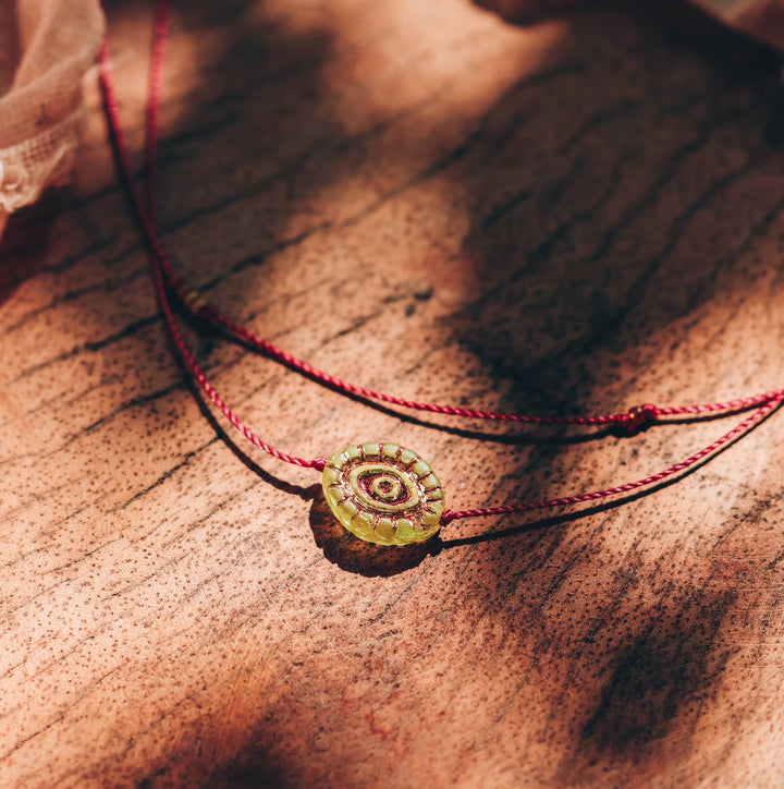 NYRA Green Evil Eye Charm Layered Necklace