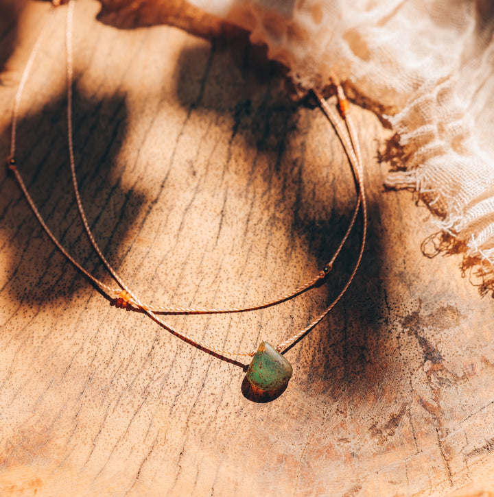 JUNIPER Rustic Mossy Drop Layered Necklace