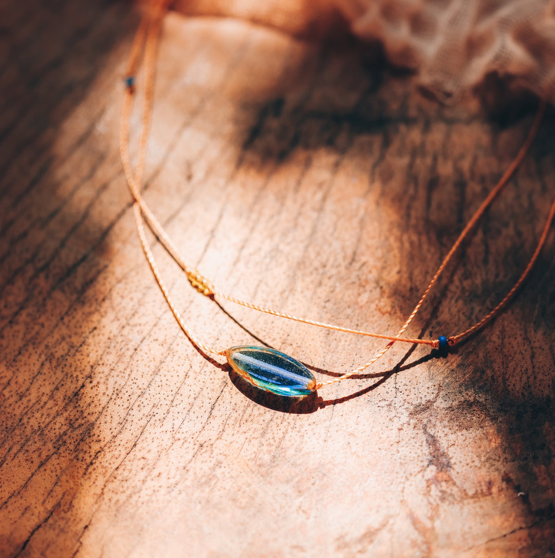 IRIS Blue Petal Layered Choker Necklace