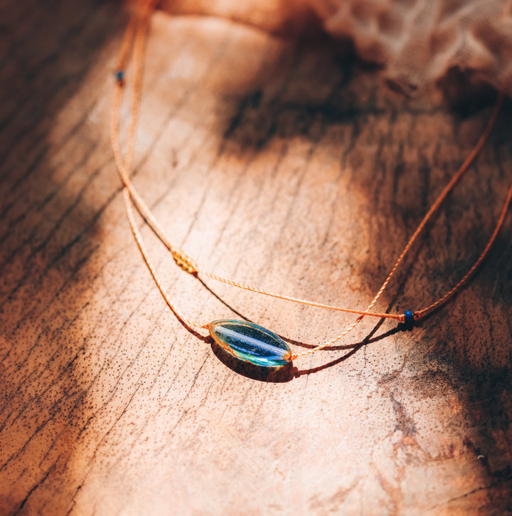 IRIS Blue Petal Layered Choker Necklace