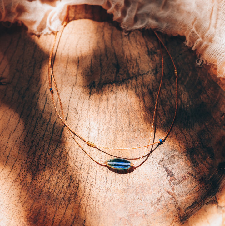 IRIS Blue Petal Layered Choker Necklace