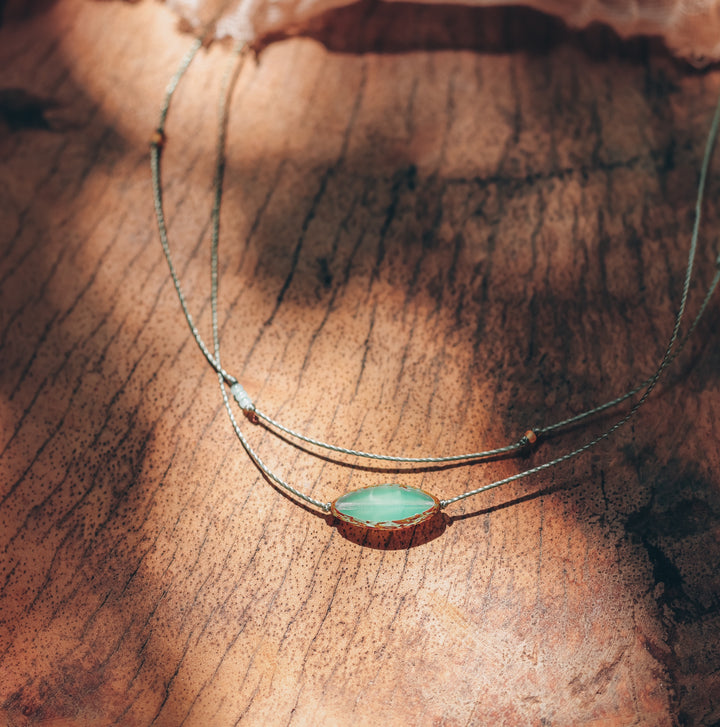 MYST Green Petal Layered Choker Necklace