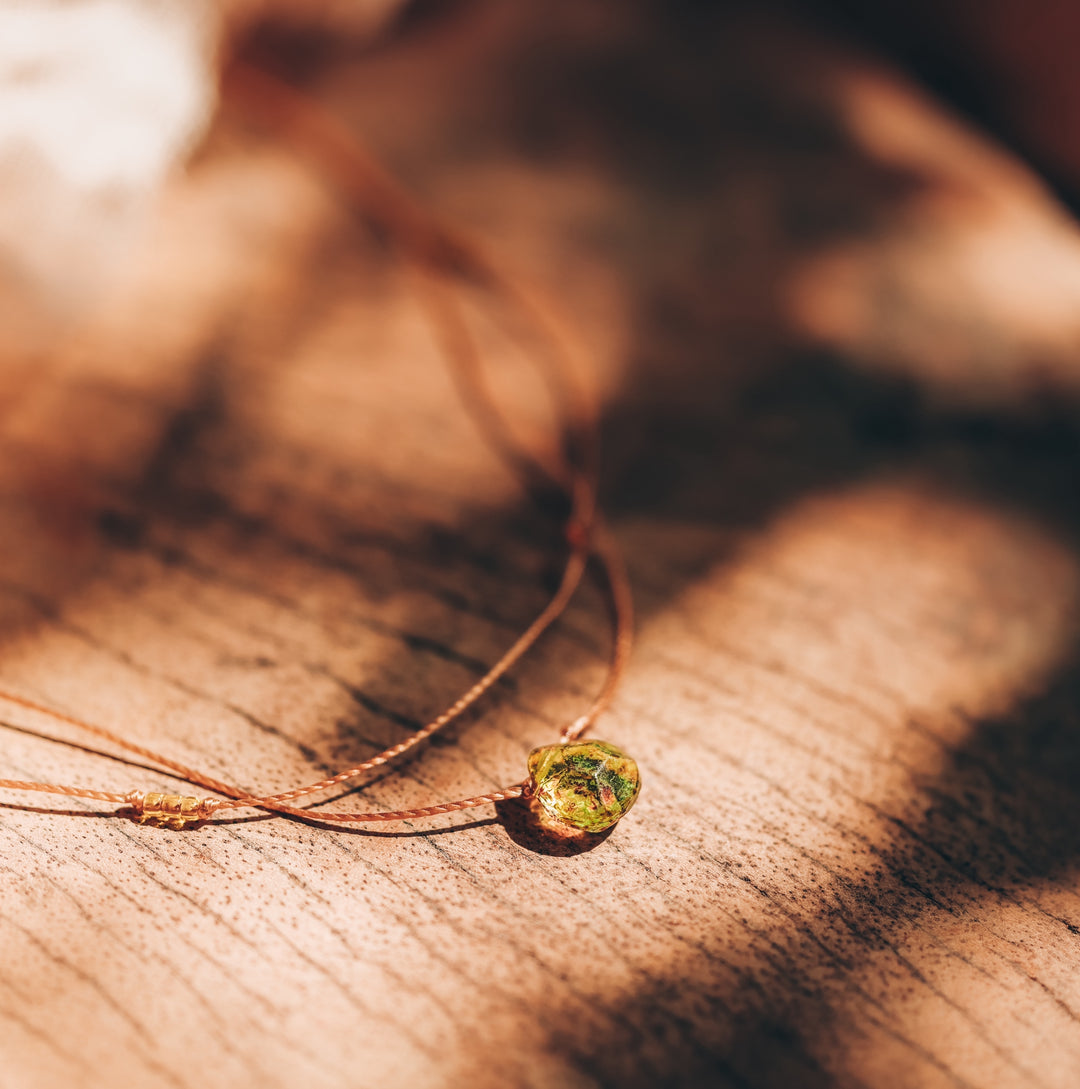 SYLVAN Mossy Green Drop Layered Choker Necklace