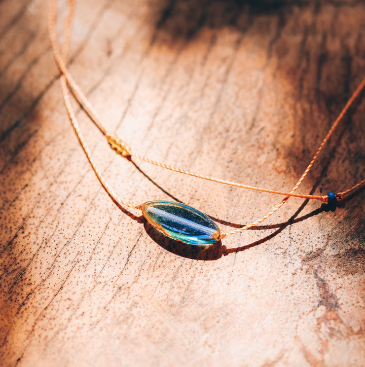 IRIS Blue Petal Layered Choker Necklace