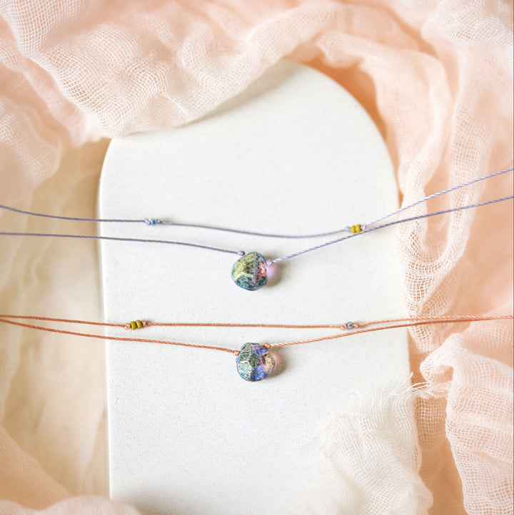 MERCURY Iridescent Blue Drop Layered Choker Necklace