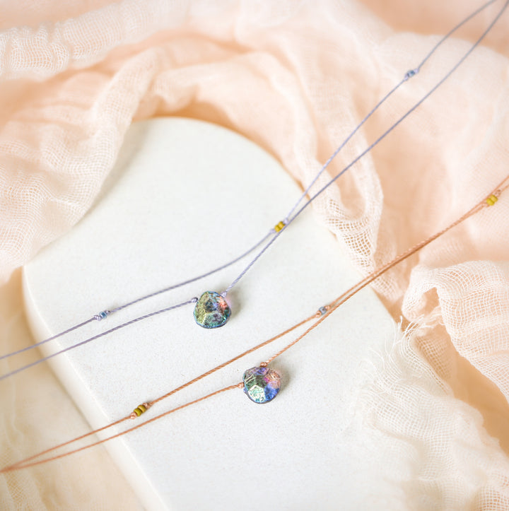 MERCURY Iridescent Blue Drop Layered Choker Necklace
