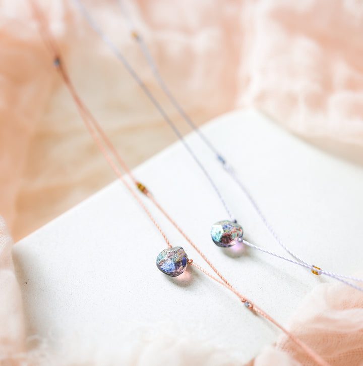 MERCURY Iridescent Blue Drop Layered Choker Necklace