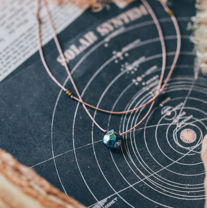 MERCURY Iridescent Blue Drop Layered Choker Necklace