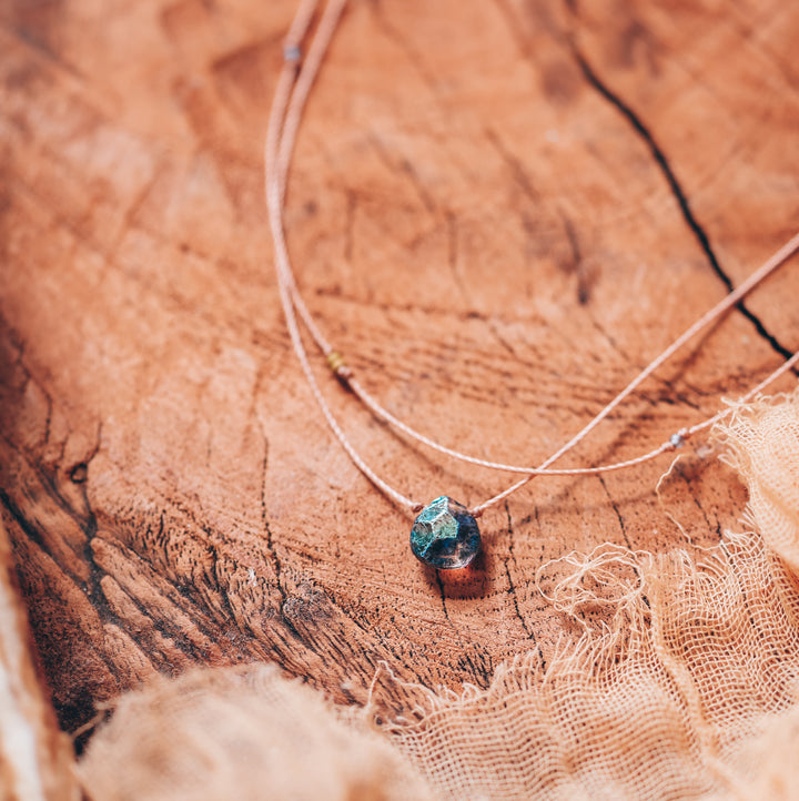 MERCURY Iridescent Blue Drop Layered Choker Necklace