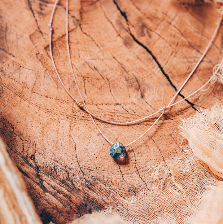 MERCURY Iridescent Blue Drop Layered Choker Necklace