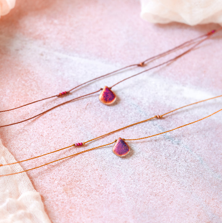 VESPER Iridescent Pink Drop Layered Choker Necklace