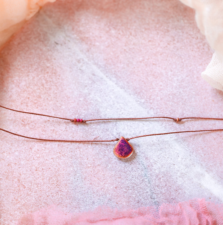 VESPER Iridescent Pink Drop Layered Choker Necklace