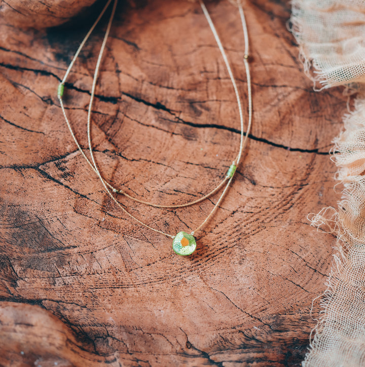 ELYSIUM Iridescent Green Drop Layered Choker Necklace