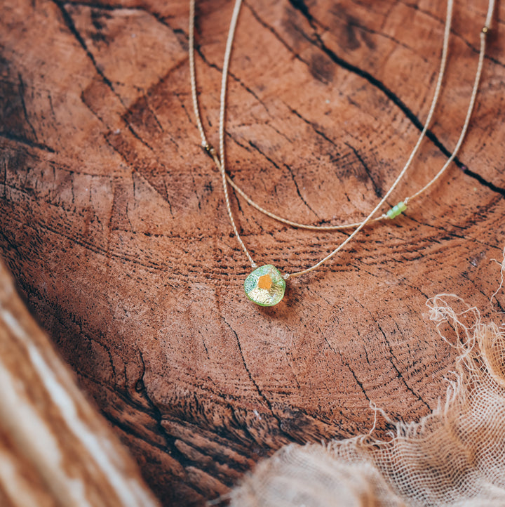 ELYSIUM Iridescent Green Drop Layered Choker Necklace