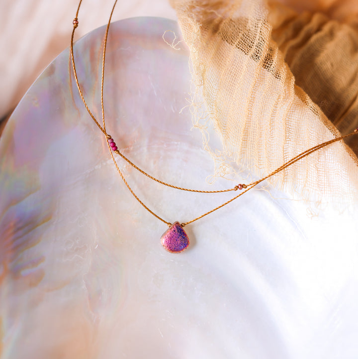 VESPER Iridescent Pink Drop Layered Choker Necklace