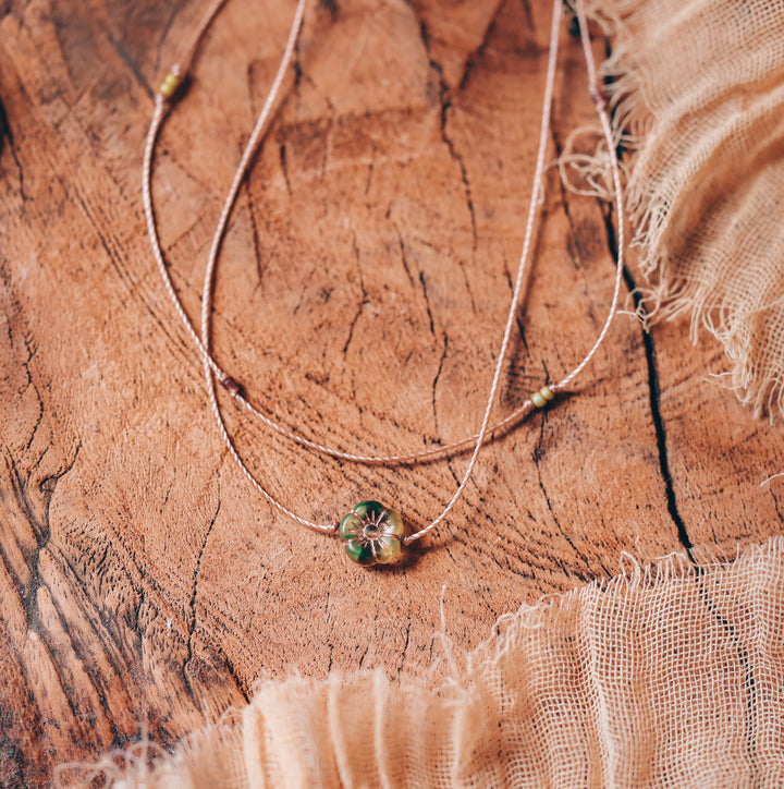BLOOM Dainty Green Flower Choker Necklace