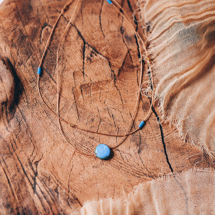 AERIS Blue Coin Layered Choker Necklace