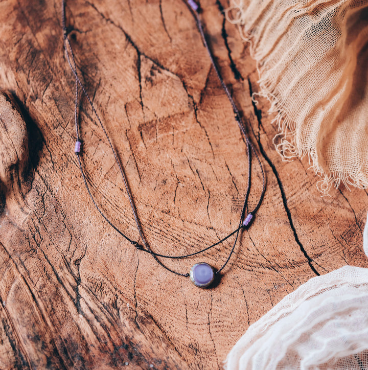 CAROLINA Hippie Purple Coin Layered Choker Necklace