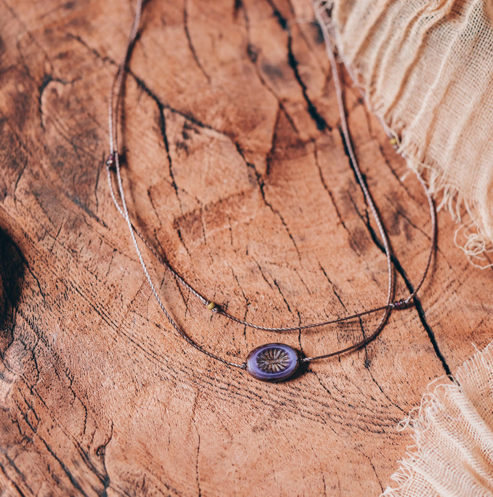 ATHENS Vintage Purple Pendant Layered Choker