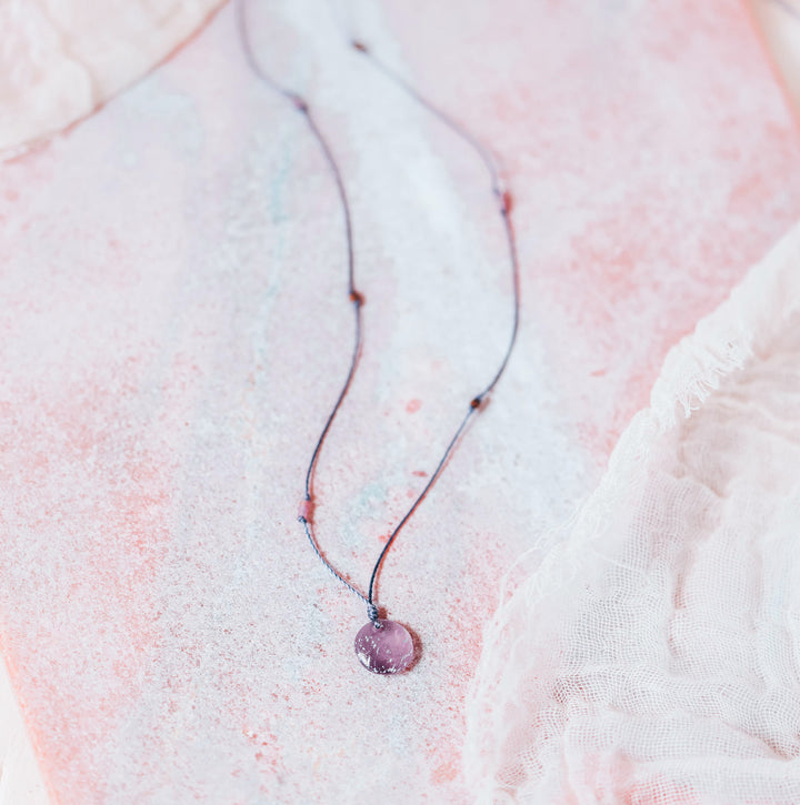HADLEY Lilac Dainty Disc Pendant Necklace