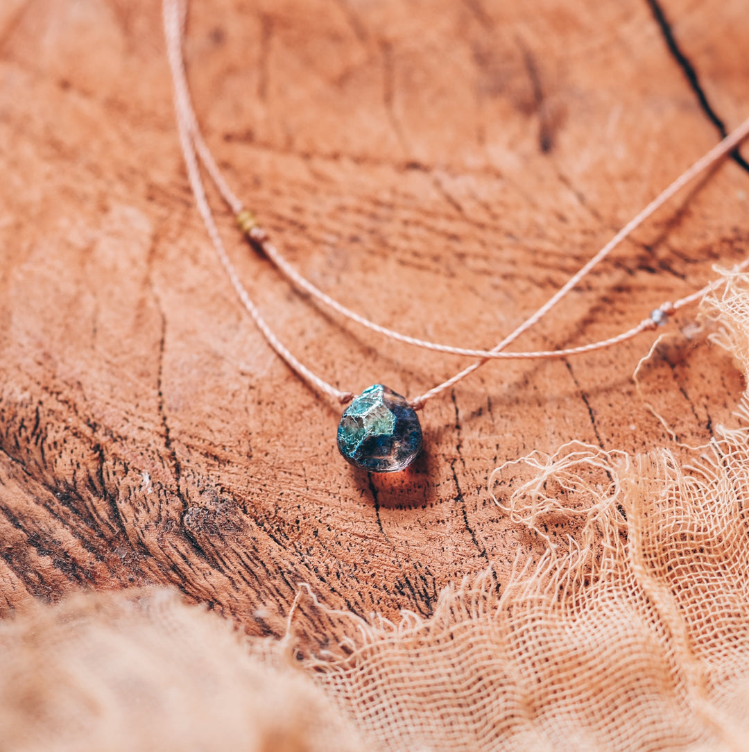 MERCURY Iridescent Blue Drop Layered Choker Necklace