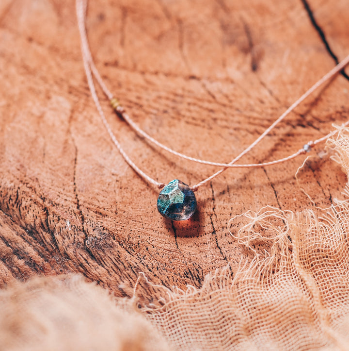 MERCURY Iridescent Blue Drop Layered Choker Necklace