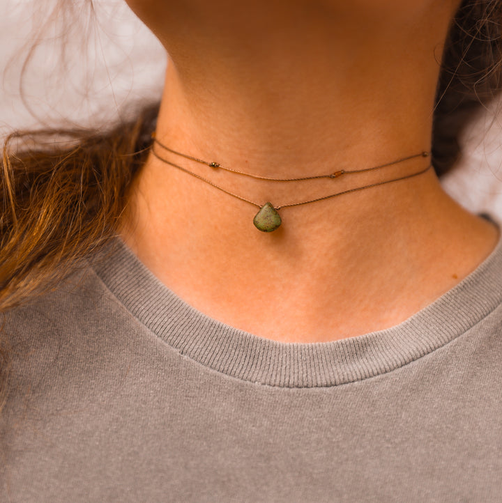 JUNIPER Rustic Mossy Drop Layered Necklace