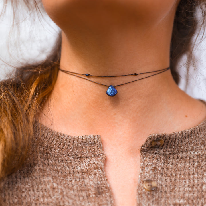 NEBULA Edgy Blue Drop Layered Choker Necklace