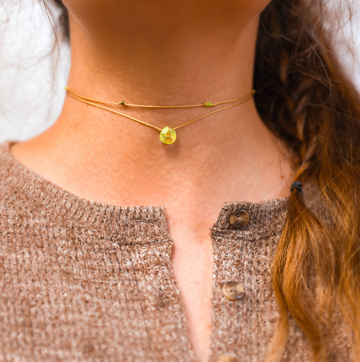 ELYSIUM Iridescent Green Drop Layered Choker Necklace