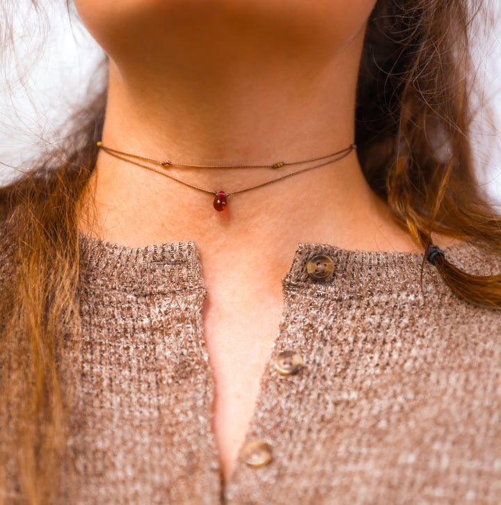 ELOISE Berry Pink Drop Layered Choker Necklace