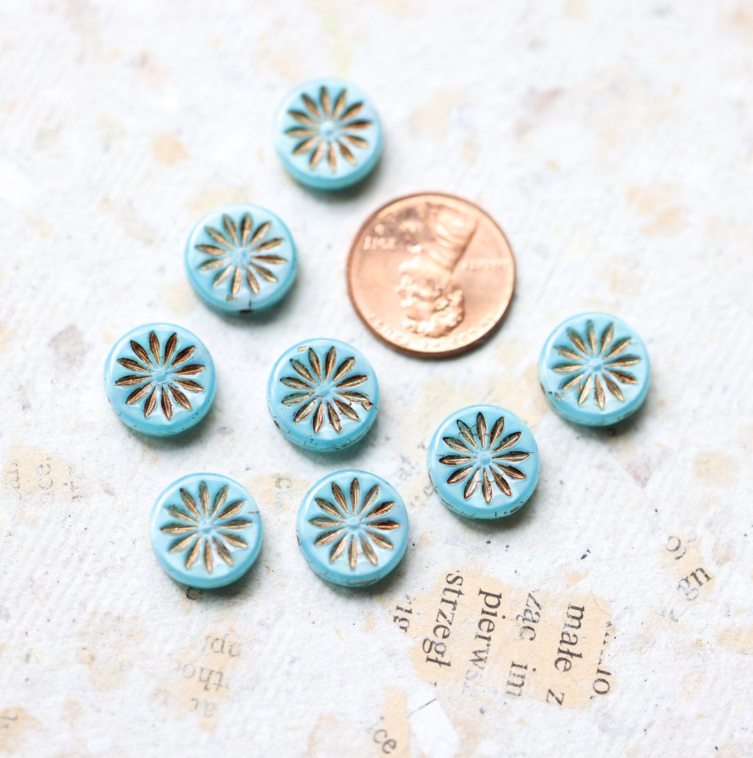DAHLIA Blue Flower Coin Layered Choker Necklace