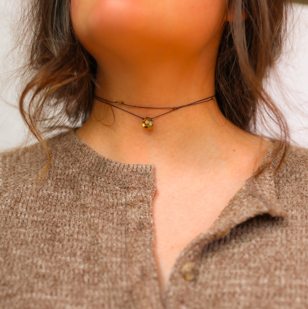 SYLVAN Mossy Green Drop Layered Choker Necklace