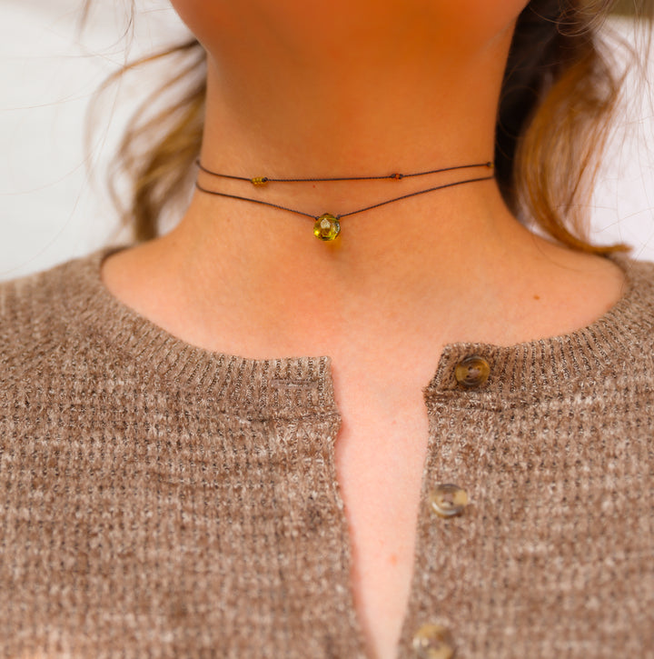 SYLVAN Mossy Green Drop Layered Choker Necklace