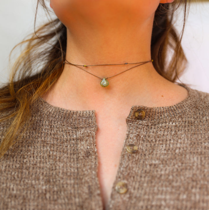 EDEN Hippie Green Drop Layered Choker Necklace