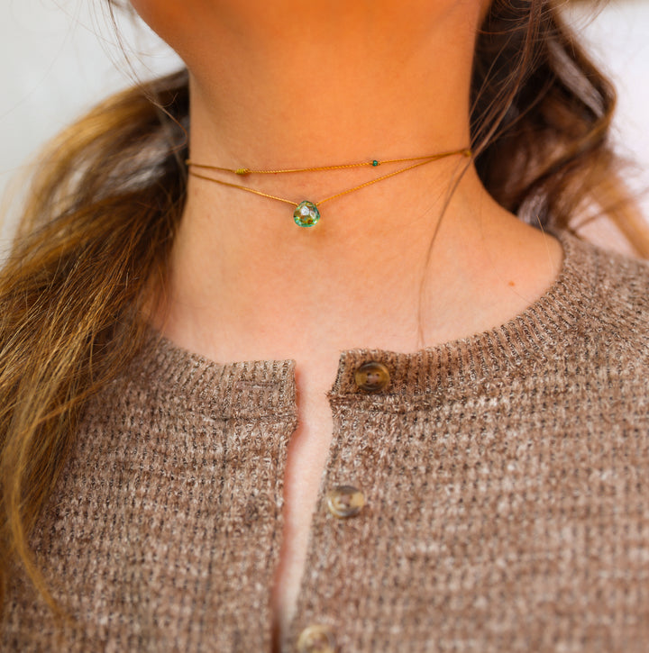 AQUA Terra Blue Drop Choker Necklace