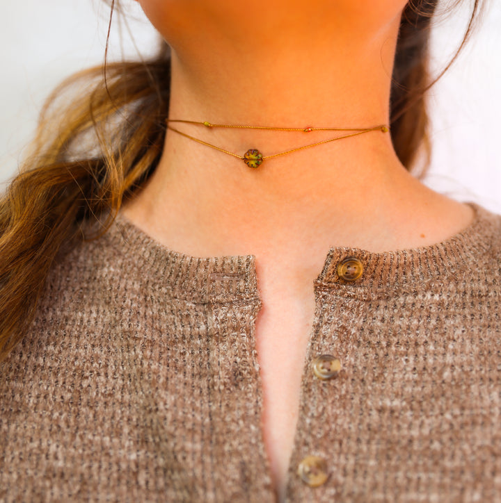 ASPEN Earthy Flower Layered Choker Necklace
