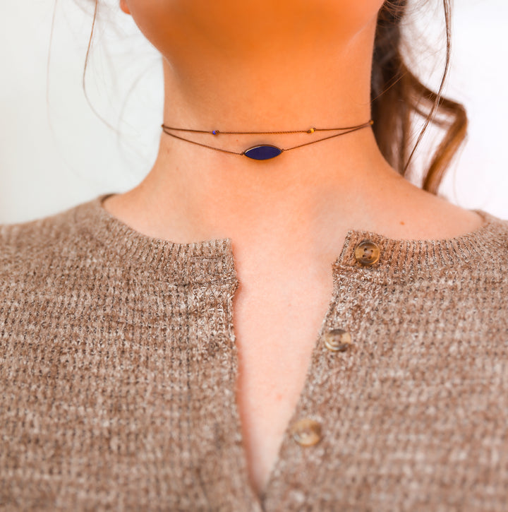 DAPHNE Blue Petal Layered Necklace