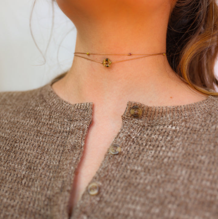 BLOOM Dainty Green Flower Choker Necklace