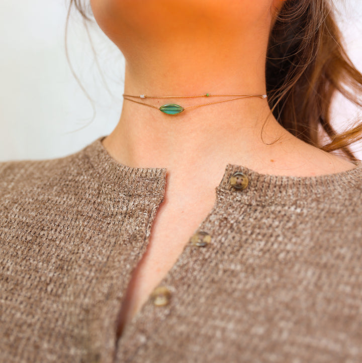 BERMUDA Teal Petal Layered Choker Necklace
