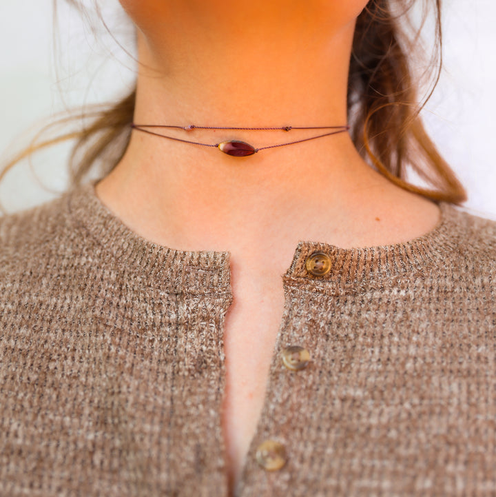 VIRGINIA Lilac Petal Pendant Layered Choker Necklace