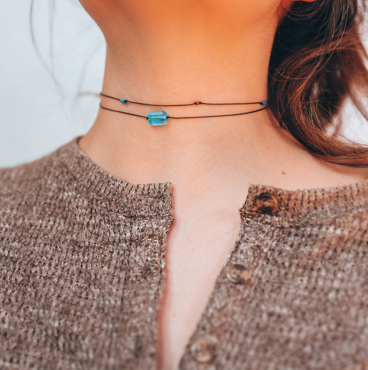 TIDE Blue Sea Glass Layered Necklace